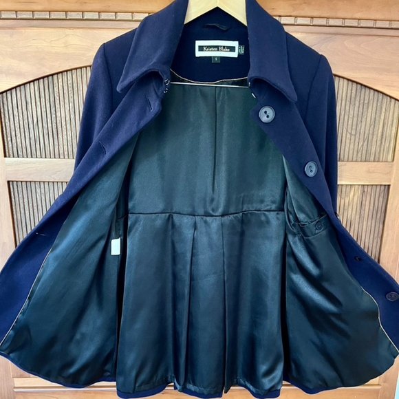 Eggplant Kristen Blake Classic Cashmere Wool Coat, Small - Picture 3 of 6